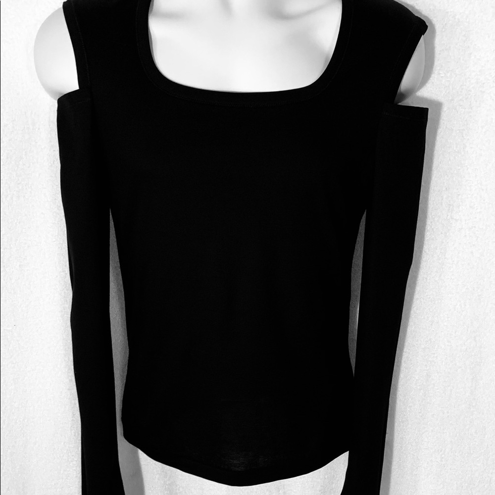 New Helmut Lang Black Long Sleeve Cut Out Top